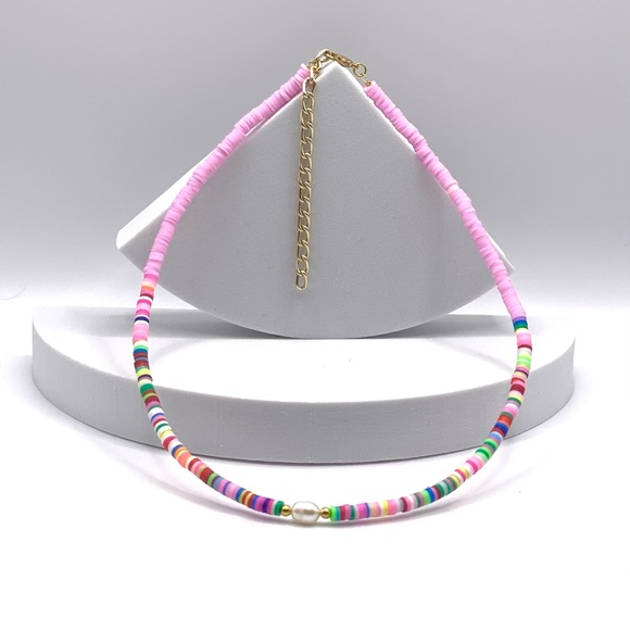 NEW….Heishi Beaded with Genuine Freshwater Pearl Necklace - Picture 8 of 10